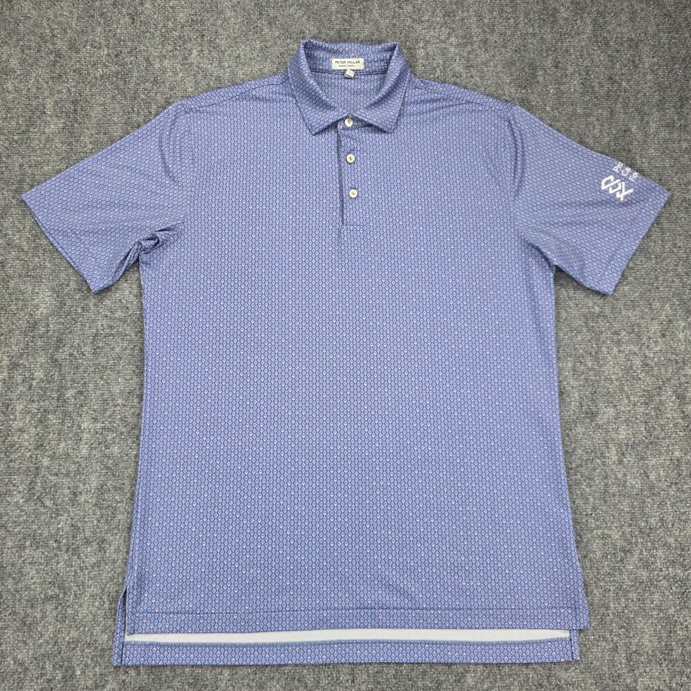 Peter Millar Shirt Mens Medium Blue Martini Glass AOP Summer Comfort Polo Golf - Picture 2 of 16